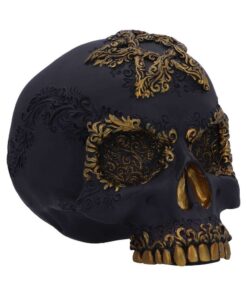 Divine Demise Black E Gold Skull Figura Nemesis Now