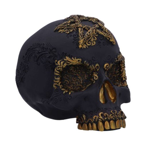 Divine Demise Black E Gold Skull Figura Nemesis Now