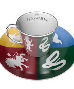 Harry Potter Set Tazza e Piattino a Specchio con Simboli delle Casate Gbeye