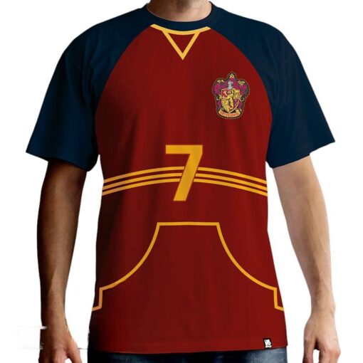 Harry Potter T-shirt "Maglietta Quidditch" Uomo Ss Rossa Premium Taglia L