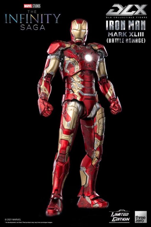 Infinity Saga Dlx Action Figura 1/12 Iron Man Mark 43 (battle Damage) Edizione Limitata 17 Cm Threezero