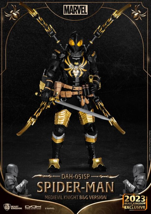 Marvel Dynamic 8ction Heroes Action Figura 1/9 Medieval Knight Spider-man B&g Version 21 Cm Beast Kingdom Toys