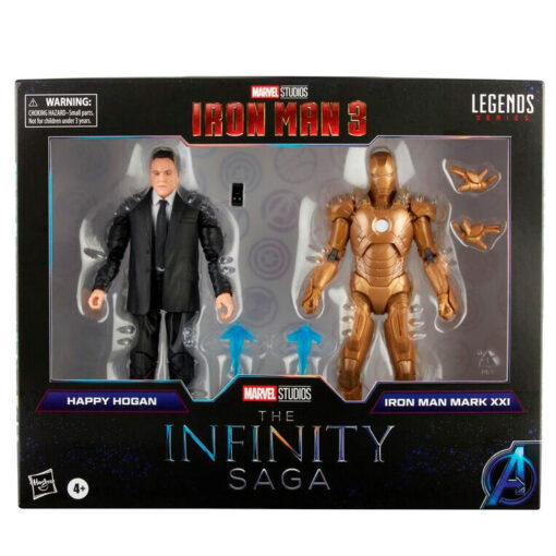 Marvel The Infinity Saga Iron Man 3 Happy Hogan E Iron Man Mark Xxi Set 2 Figures 15cm Hasbro