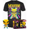 Marvel Wolverine Set Figura Funko Pop 9 cm & T-Shirt Taglia M Wolverine Black Light