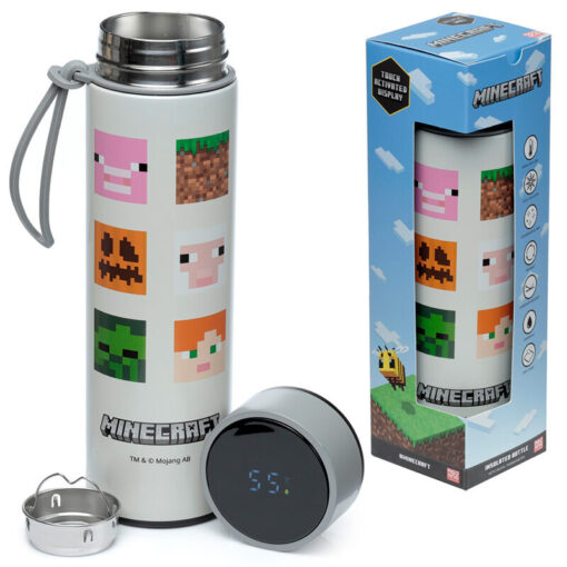 Minecraft Thermos Acciaio Inossidabile Bottiglia Thermometer 450ml Puckator