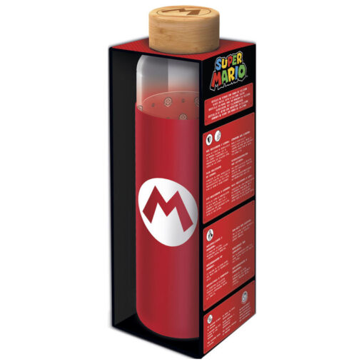 Nintendo Super Mario Bros Silicone Cover Bottiglia Di Vetro 585ml Stor