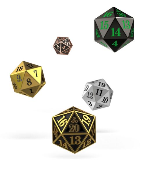 Oakie Doakie Dice D20 Spindown Dice Set Metal (5) Oakie Doakie Dice