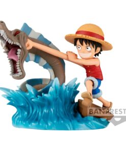 One Piece Log Stories Pvc Statua Monkey D. Luffy Vs Local Sea Monster 7 Cm Banpresto