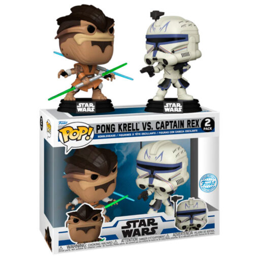 Pop Pack 2 Figures Star Wars The Clone Wars Duels Pong Krell & Captain Rex Esclusiva Funko