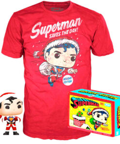 Set Figura Pop & Tee Back Dc Comics Superman Esclusiva Flocked Funko