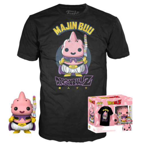 Set Figura Pop & Tee Dragon Ball Z Majin Buu TAGLIA L Esclusiva Funko