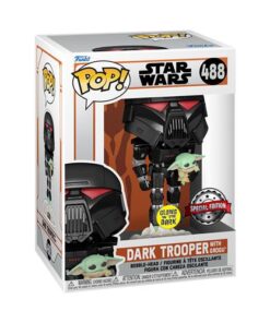 Star Wars - The Mandalorian - Pop Funko Vinile Figura 488 Dark Trooper W/ The Bambino (gw) 9cm Comicon 22 Excl Funko Figures