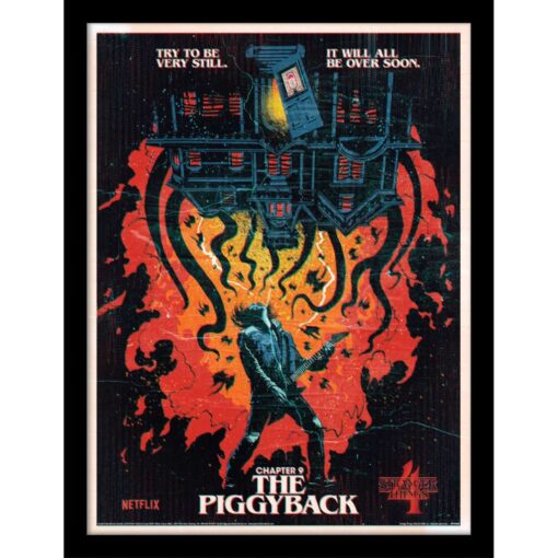 STRANGER THINGS 4 THE PIGGYBACK PRNT FRM Printed Art Pyramid International