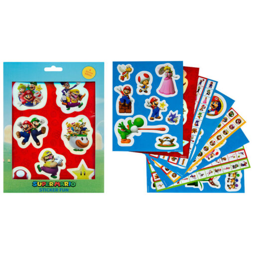 Super Mario Bros Sticker Set Pack 12 Fogli Nintendo