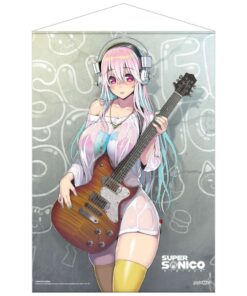 Super Sonico Con Guitar Wall Scroll Wall Scroll Popbuddies