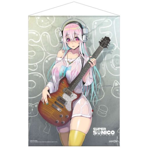 Super Sonico Con Guitar Wall Scroll Wall Scroll Popbuddies