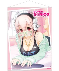 SUPER SONICO ON HER LAPTOP WALL SCROLL Wall Scroll Popbuddies