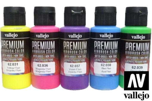 VALLEJO PREMIUM PAINT SET FLUORESCENT 62102 COLORI VALLEJO