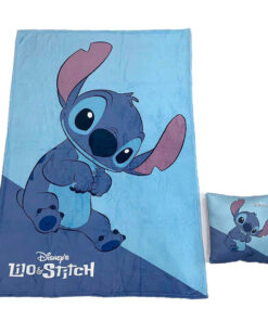 Disney Stitch Coperta In Pile + Cuscino Set Disney