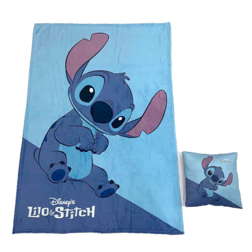 Disney Stitch Coperta In Pile + Cuscino Set Disney