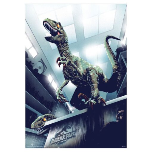 Jurassic Park Art Print 30th Anniversary Edition Hiding In Kitchen Edizione Limitata 42 X 30 Cm Fanattik