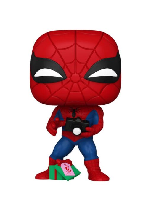 Marvel Holiday Pop! Vinile Figure Spiderman con Regalo Aperto 9 Cm Funko