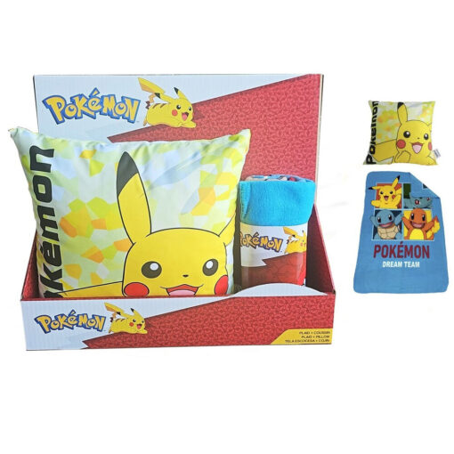 Pokemon Coperta In Pile + Cuscino Set Nintendo