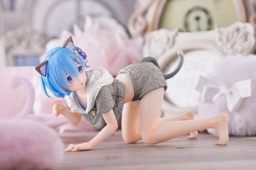 Re:zero - Starting Life In Another World Pvc Statua Rem Cat Roomwear Version Renewal Edition Taito Prize