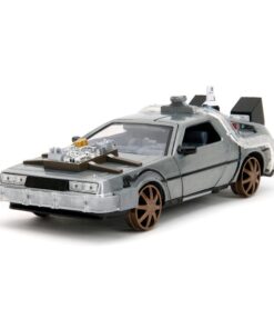 Ritorno Al Futuro Iii Hollywood Rides Diecast Model 1/24 Delorean Macchina Del Tempo Railroad Wheels Jada Toys