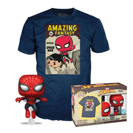 Set Figura Pop & Tee Marvel Spiderman Comic Cover Funko Taglia L