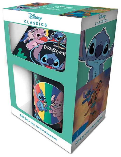 Disney Lilo & Stitch Set Regalo Tazza Sottobicchiere Portachiavi