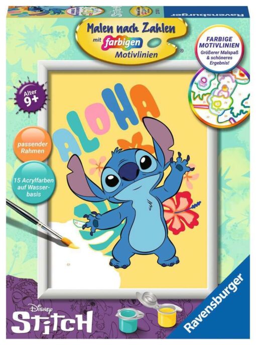 Disney Paint By Numbers Painting Set Aloha Stitch 18 X 24 Cm *German Edition* Ravensburger