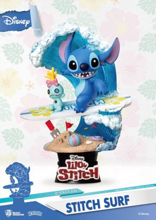 Disney Summer Series D-Stage PVC Diorama Stitch Surf 15 Cm Beast Kingdom Toys