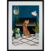 GBEYE - Framed print "Cheetah playing piano by Sarah Ma" (50x70cm)