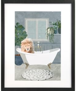 GBEYE - Framed print "Lion takes a bath by Sarah Manovs" (40x50cm)