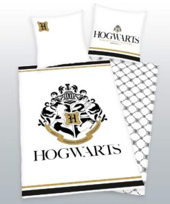 Harry Potter Copripiumino Letto Bianco e Oro Stemma Hogwarts 135 x 200 cm