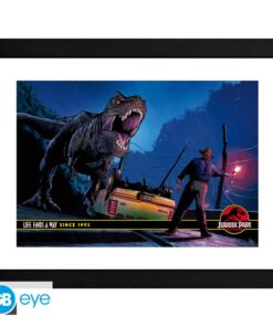 JURASSIC PARK - Framed print "Alan Grant vs T-Rex" (30x40)