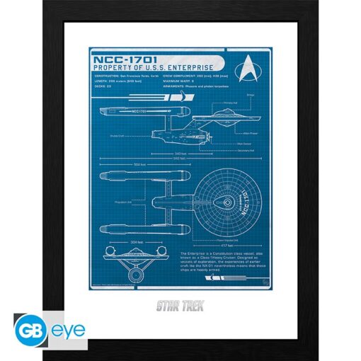 STAR TREK - Framed print "USS Enterprise's plan" (30x40)