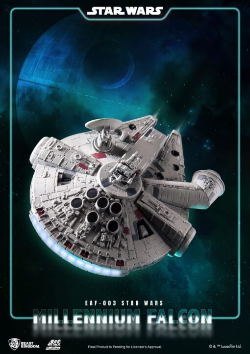 Star Wars Uova Attack Floating Model Con Light Up Function Millennium Falcon 13 Cm Beast Kingdom Toys