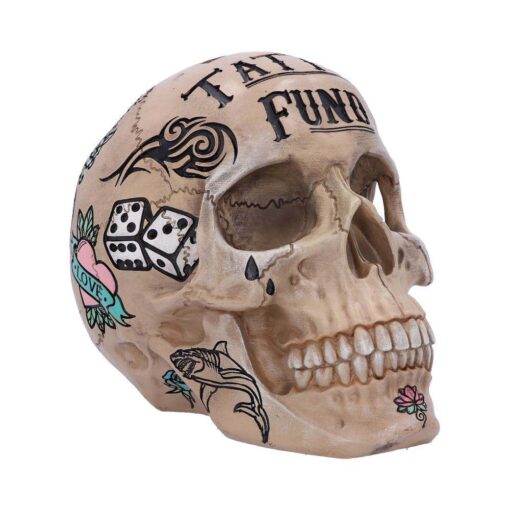 BONE TATTOO SKULL MONEY BOX SALVADANAIO NEMESIS NOW