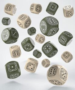 Fortress Compact D6 Dice Set Beige&Olive (20) Q Workshop