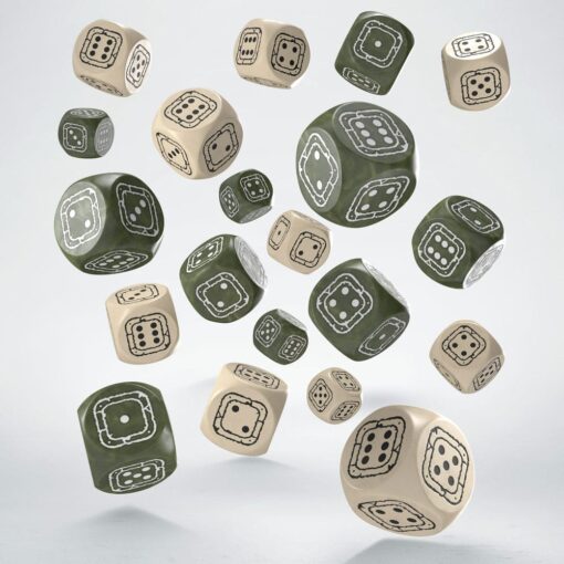 Fortress Compact D6 Dice Set Beige&Olive (20) Q Workshop