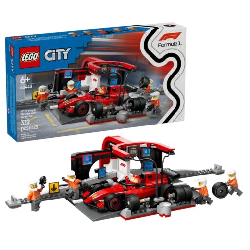 LEGO CITY 60443 - PITSTOP E MECCANICI CON MONOPOSTO FERRARI F1