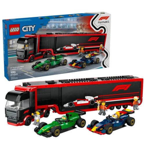 LEGO CITY 60445 - AUTOTRASPORTATORE F1 CON MONOPOSTO RB20 E AMR24 F1