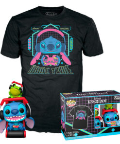 Set Figura Pop & Tee Disney Stitch Gamer Stitch Con Frog Funko Taglia L