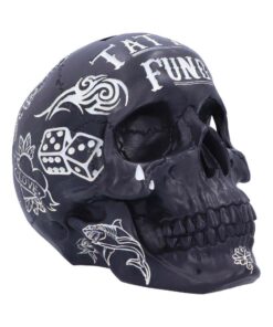 BLACK TATTOO SKULL MONEY BOX SALVADANAIO NEMESIS NOW