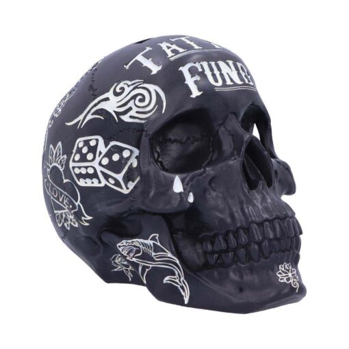 BLACK TATTOO SKULL MONEY BOX SALVADANAIO NEMESIS NOW