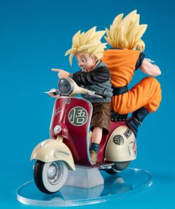Dragonball Z 05 Desktop Real McCoy PVC Diorama Super Saiyan Son Goku & Super Saiyan Son Gohan & Motorbike 16 Cm Megahouse