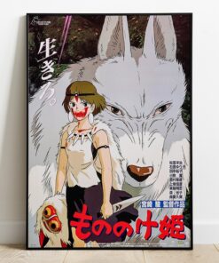 PRINCESS MONONOKE JAPANESE WOOD PANEL POSTER STUDIO GHIBLI