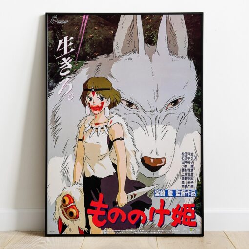 PRINCESS MONONOKE JAPANESE WOOD PANEL POSTER STUDIO GHIBLI